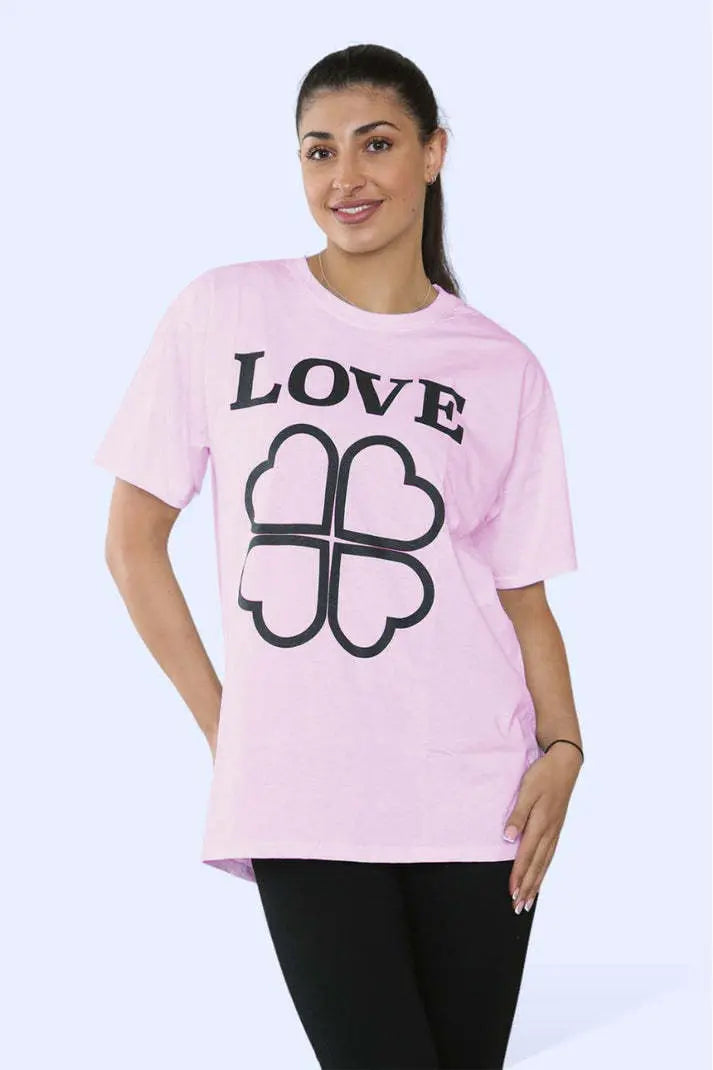 Ladies Love Printed Short Sleeve T-Shirt Top Angel Wishes