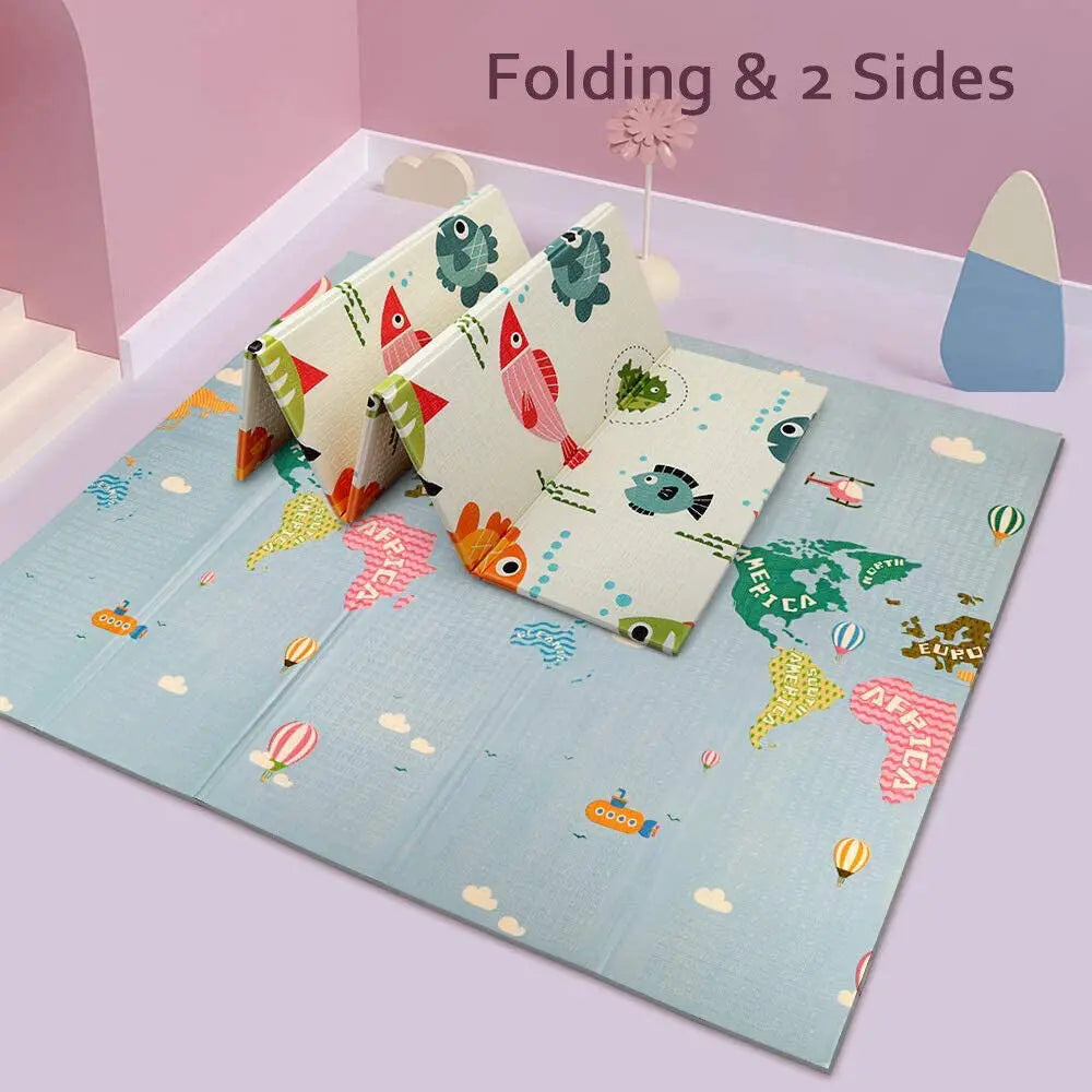 2 Sided Baby Play Mat Reversible Baby Kids Crawling Mat Folding Waterproof Mat Angel Wishes
