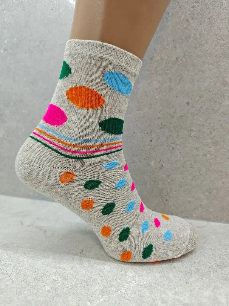 6 12 24 Pairs Womens Socks Mixed Striped Polka Dot Designs Angel Wishes