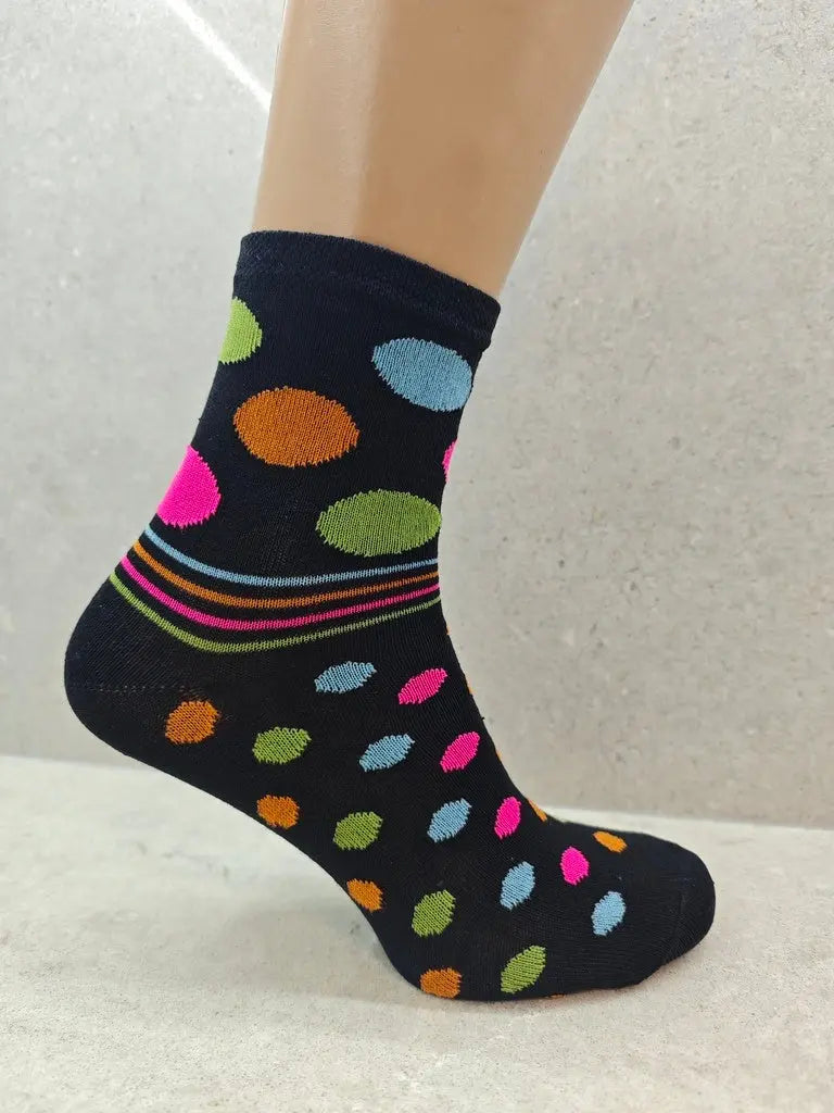 6 12 24 Pairs Womens Socks Mixed Striped Polka Dot Designs Angel Wishes