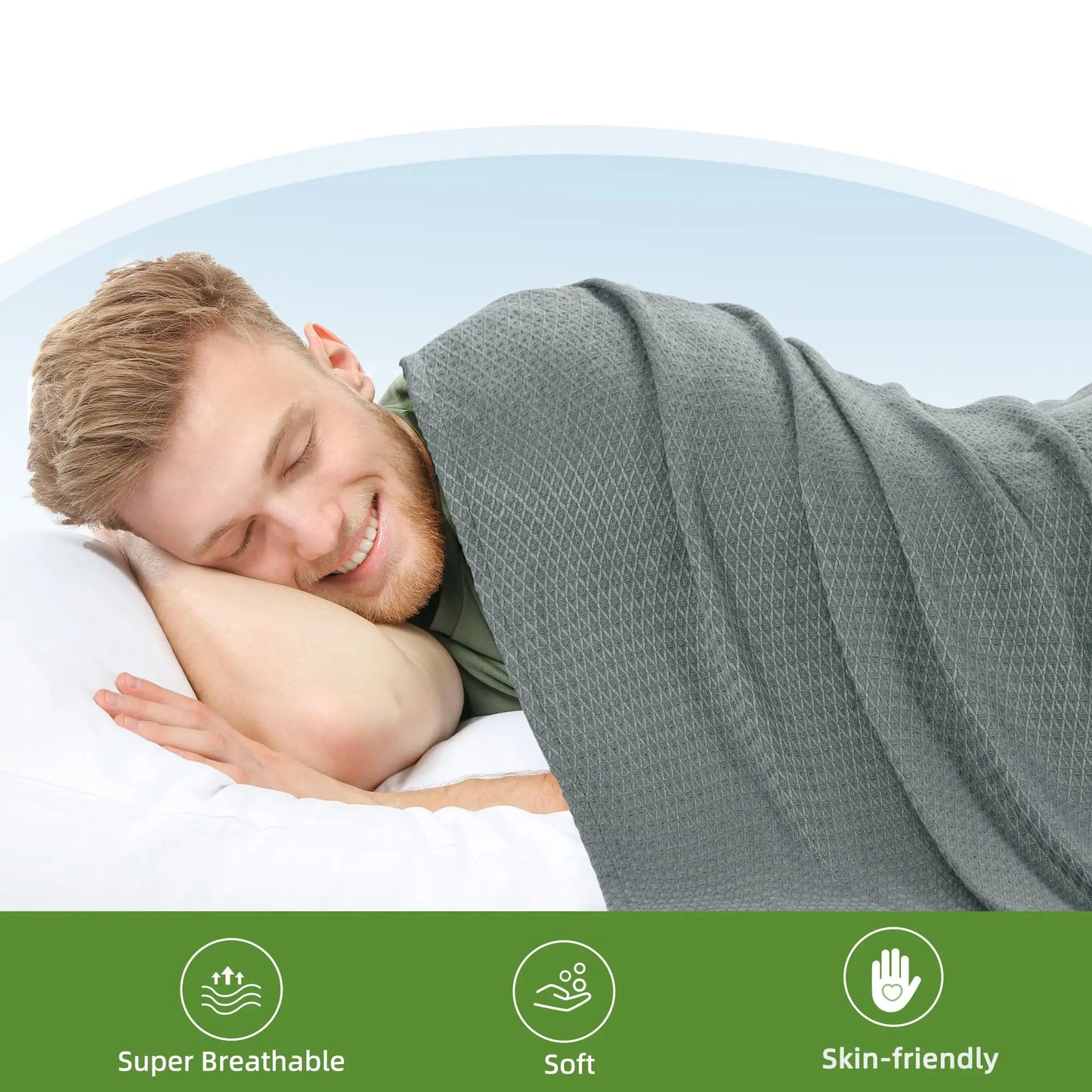 PiccoCasa Cooling Bamboo Blanket All Seasons Breathable for Hot Sleepers, Soft and Lightweight for Bed, Sofa Thin Blanket Summer Keep Cool Light Gray Single 150x200cm Angel Wishes