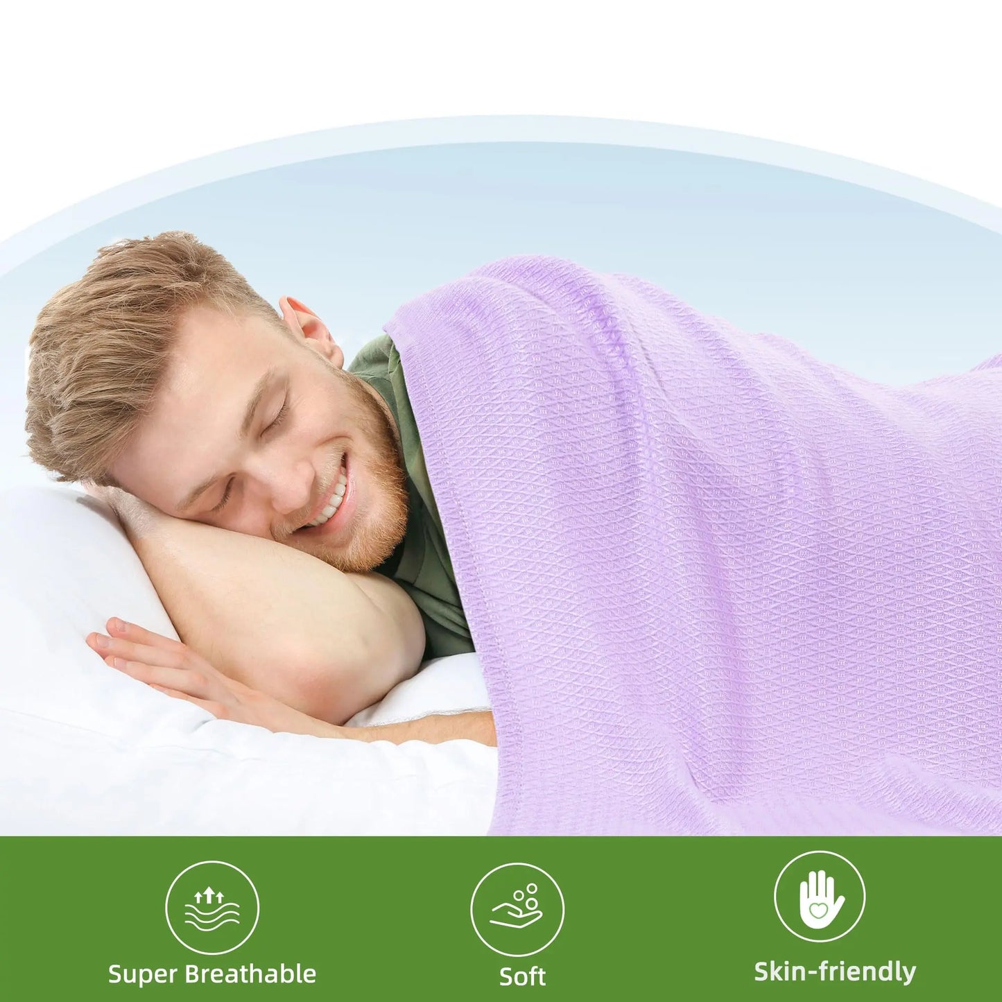 PiccoCasa Cooling Bamboo Blanket All Seasons Breathable for Hot Sleepers, Soft and Lightweight for Bed, Sofa Thin Blanket Summer Keep Cool Light Gray Single 150x200cm Angel Wishes