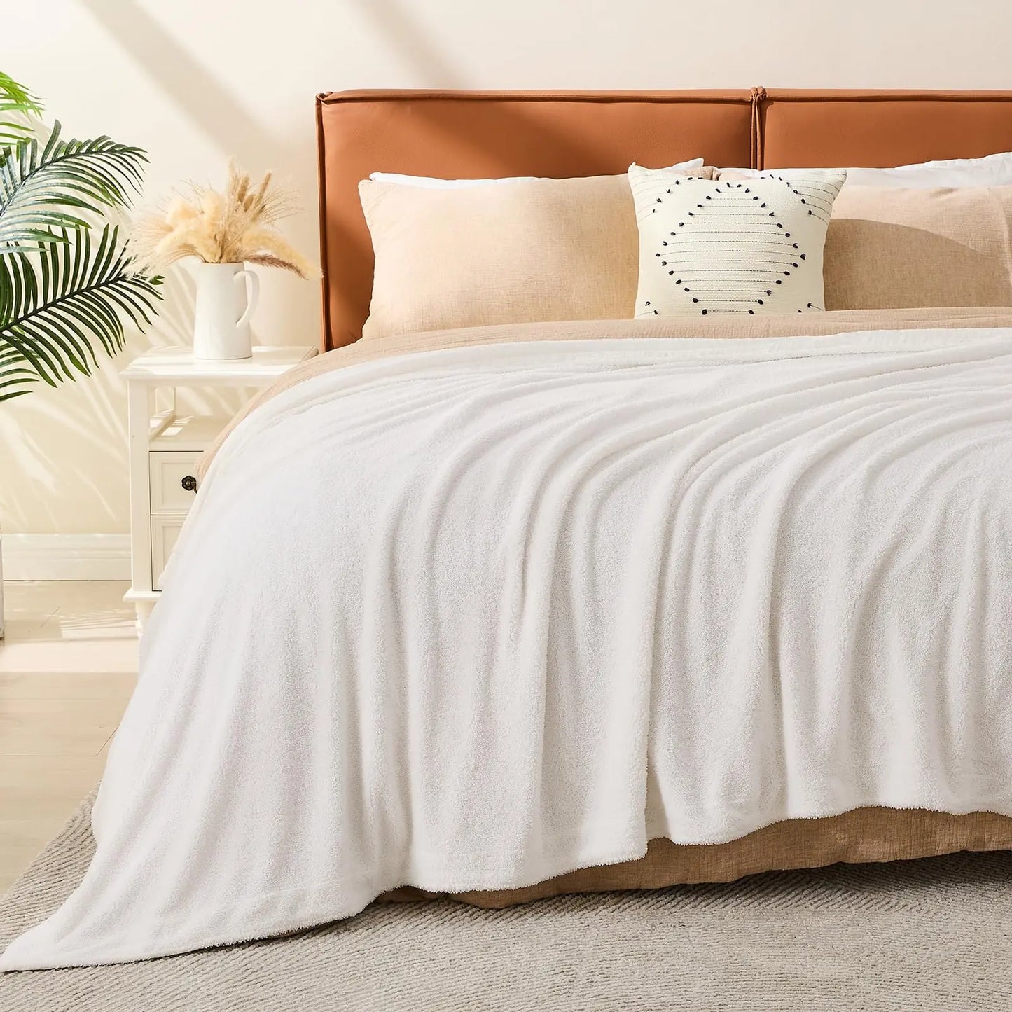 EMME Cotton Throw Blanket 100% Muslin Soft Blanket for Couch 4-Layer Breathable Gauze All Season Soft and Lightweight Pre-Washed Cotton Blanket(White, 140 x 190cm) Angel Wishes