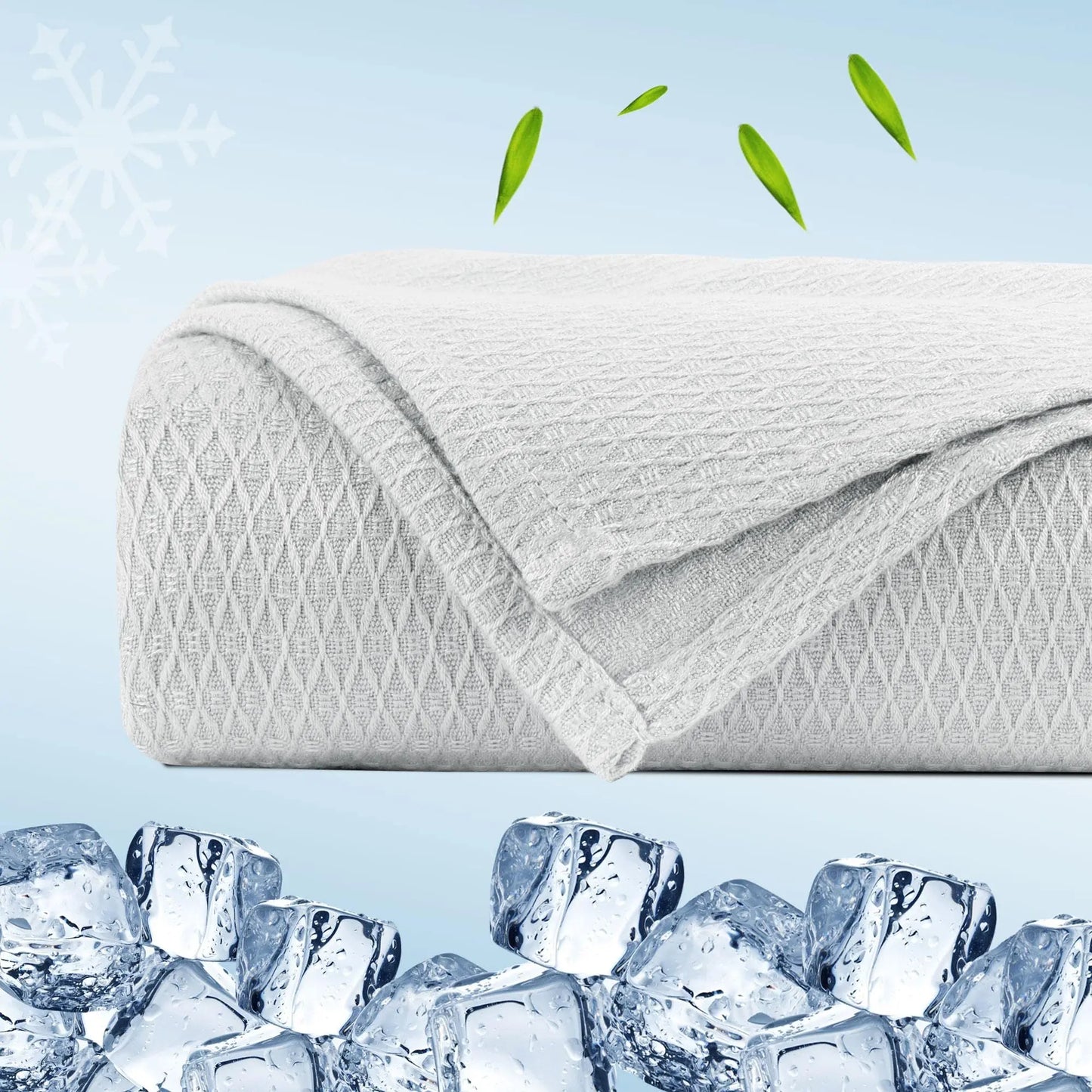 PiccoCasa Cooling Bamboo Blanket All Seasons Breathable for Hot Sleepers, Soft and Lightweight for Bed, Sofa Thin Blanket Summer Keep Cool Light Gray Single 150x200cm Angel Wishes