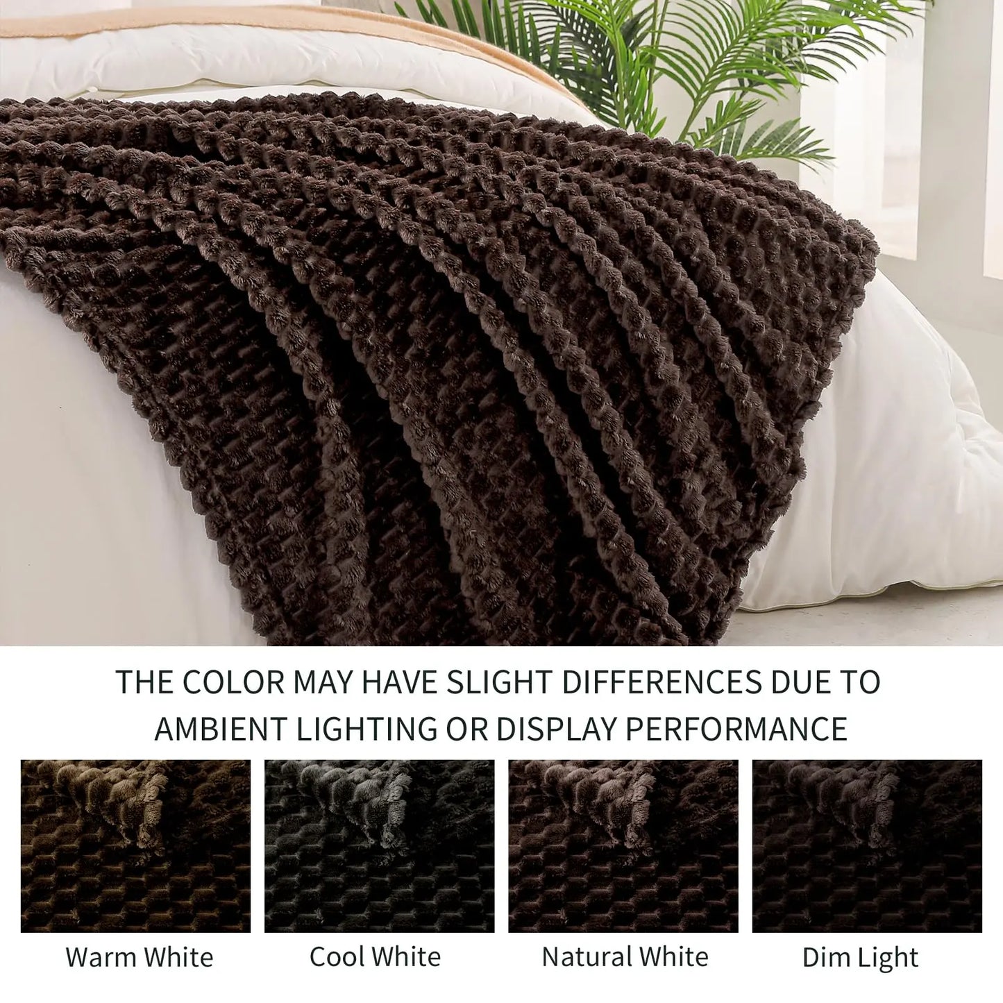 Exclusivo Mezcla Extra Large Soft Fleece Throw Blanket, 127x178 CM Stylish Jacquard Throw Blanket for Couch, Fuzzy Cozy Lightweight for All Season, Ivory Angel Wishes