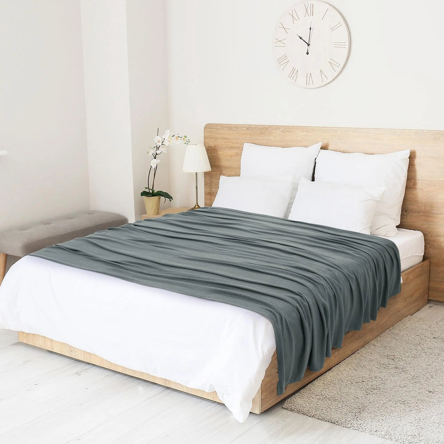 PiccoCasa Cooling Bamboo Blanket All Seasons Breathable for Hot Sleepers, Soft and Lightweight for Bed, Sofa Thin Blanket Summer Keep Cool Light Gray Single 150x200cm Angel Wishes