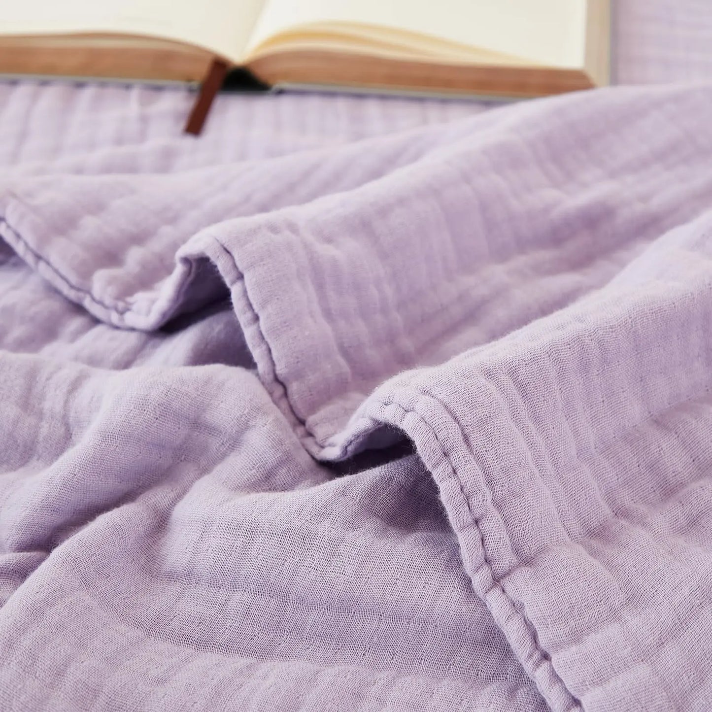 EMME Cotton Throw Blanket 100% Muslin Soft Blanket for Couch 4-Layer Breathable Gauze All Season Soft and Lightweight Pre-Washed Cotton Blanket(White, 140 x 190cm) Angel Wishes