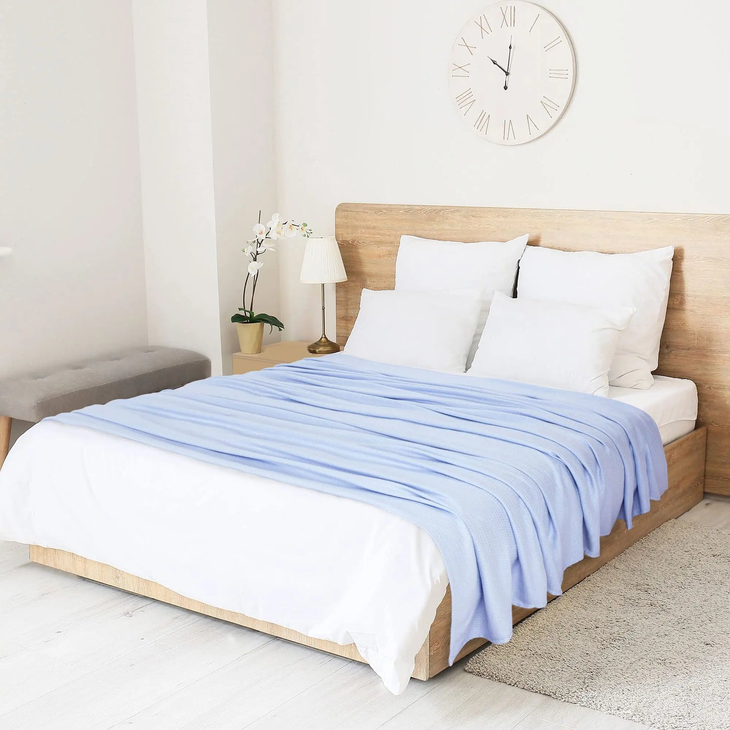 PiccoCasa Cooling Bamboo Blanket All Seasons Breathable for Hot Sleepers, Soft and Lightweight for Bed, Sofa Thin Blanket Summer Keep Cool Light Gray Single 150x200cm Angel Wishes