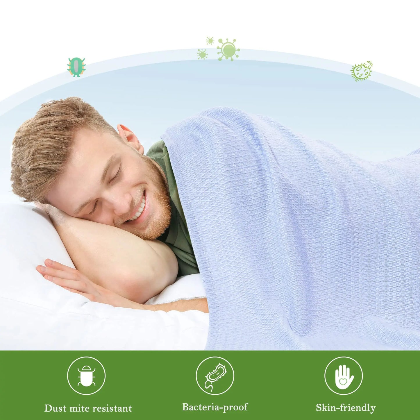 PiccoCasa Cooling Bamboo Blanket All Seasons Breathable for Hot Sleepers, Soft and Lightweight for Bed, Sofa Thin Blanket Summer Keep Cool Light Gray Single 150x200cm Angel Wishes