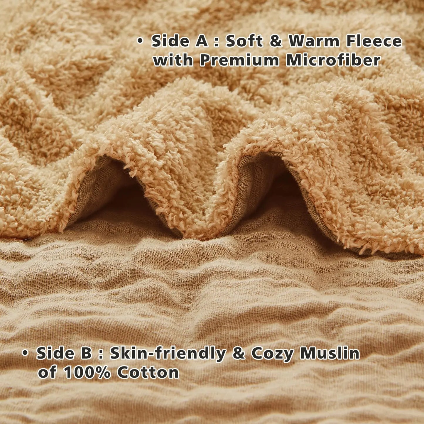 EMME Cotton Throw Blanket 100% Muslin Soft Blanket for Couch 4-Layer Breathable Gauze All Season Soft and Lightweight Pre-Washed Cotton Blanket(White, 140 x 190cm) Angel Wishes