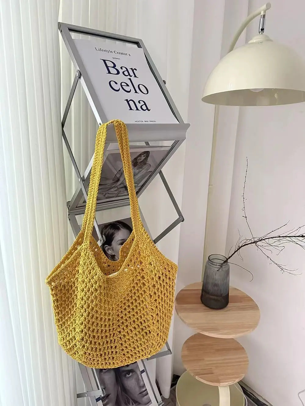 Hand-woven Hollow Shoulder Extra Large Bag Angel Wishes