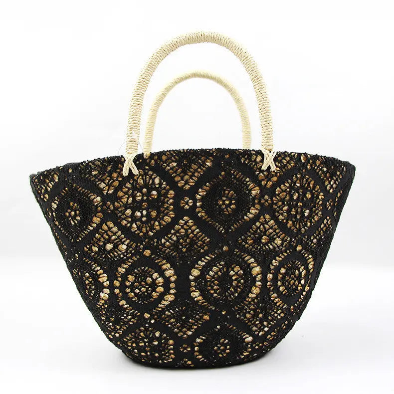 Straw Woven Western Style Hollow Handbag Woven Bag Angel Wishes