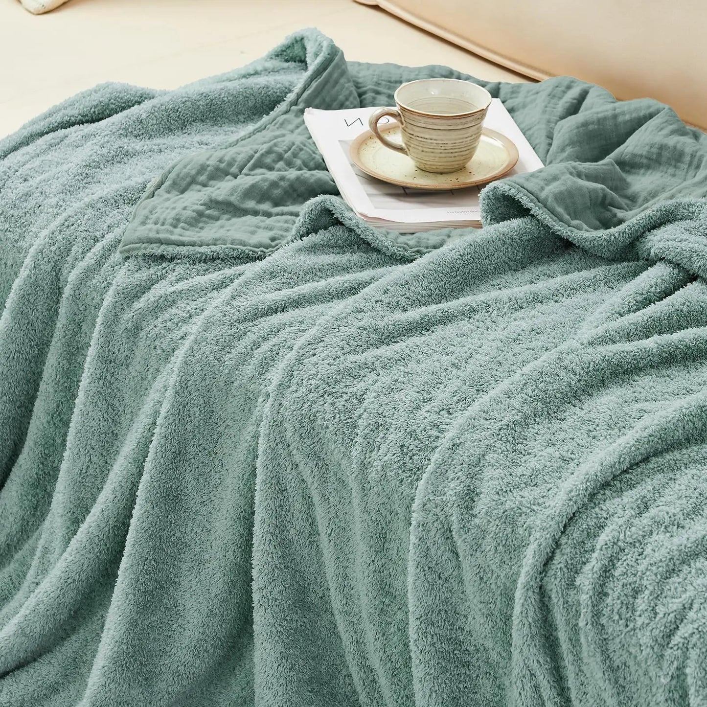 EMME Cotton Throw Blanket 100% Muslin Soft Blanket for Couch 4-Layer Breathable Gauze All Season Soft and Lightweight Pre-Washed Cotton Blanket(White, 140 x 190cm) Angel Wishes