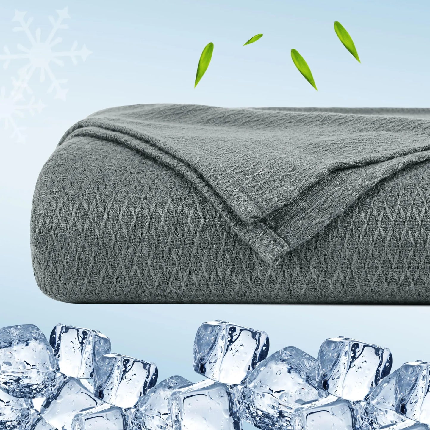 PiccoCasa Cooling Bamboo Blanket All Seasons Breathable for Hot Sleepers, Soft and Lightweight for Bed, Sofa Thin Blanket Summer Keep Cool Light Gray Single 150x200cm Angel Wishes