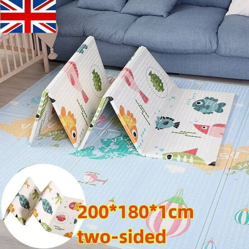 2 Sided Baby Play Mat Reversible Baby Kids Crawling Mat Folding Waterproof Mat Angel Wishes