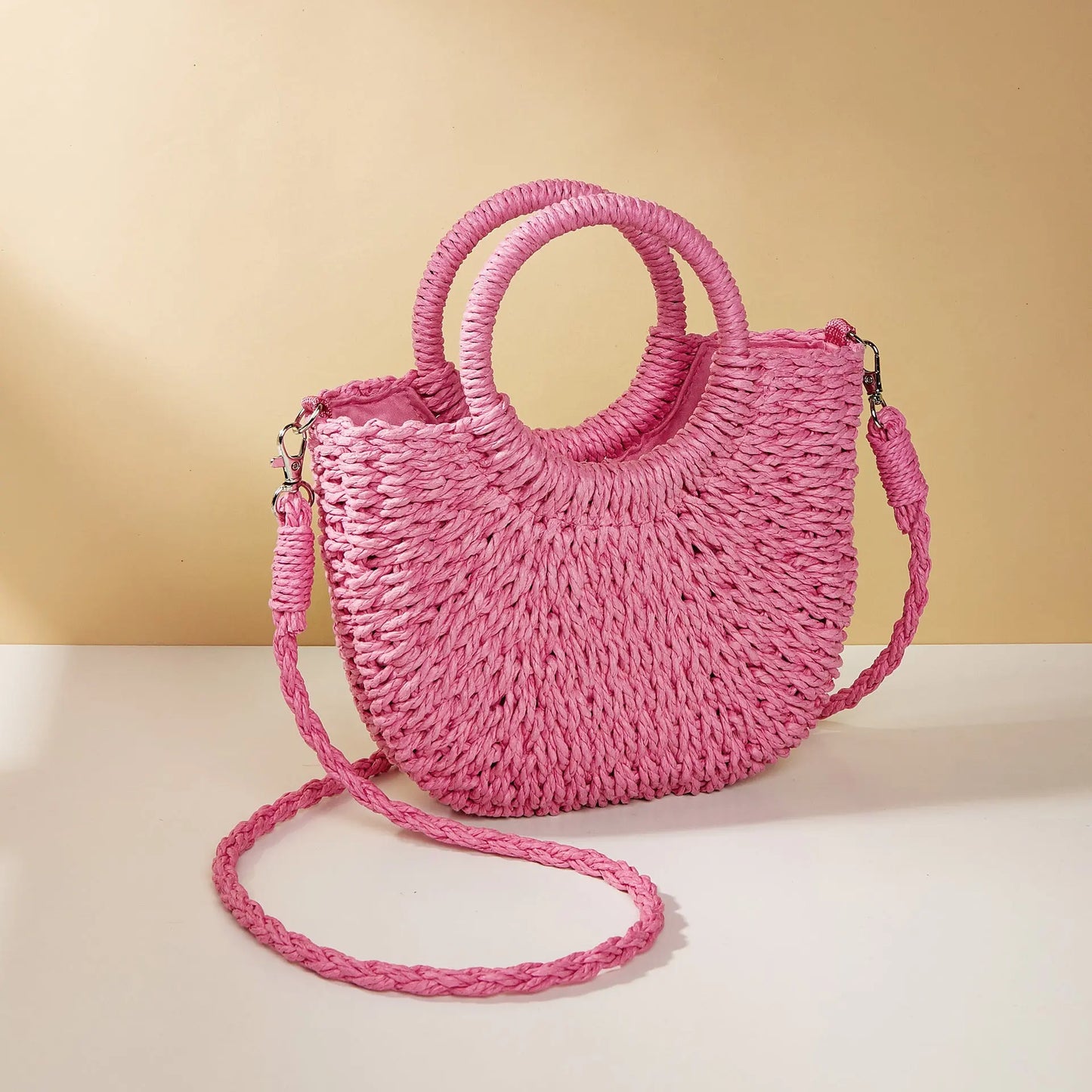 Vintage Straw Woven Bag Angel Wishes