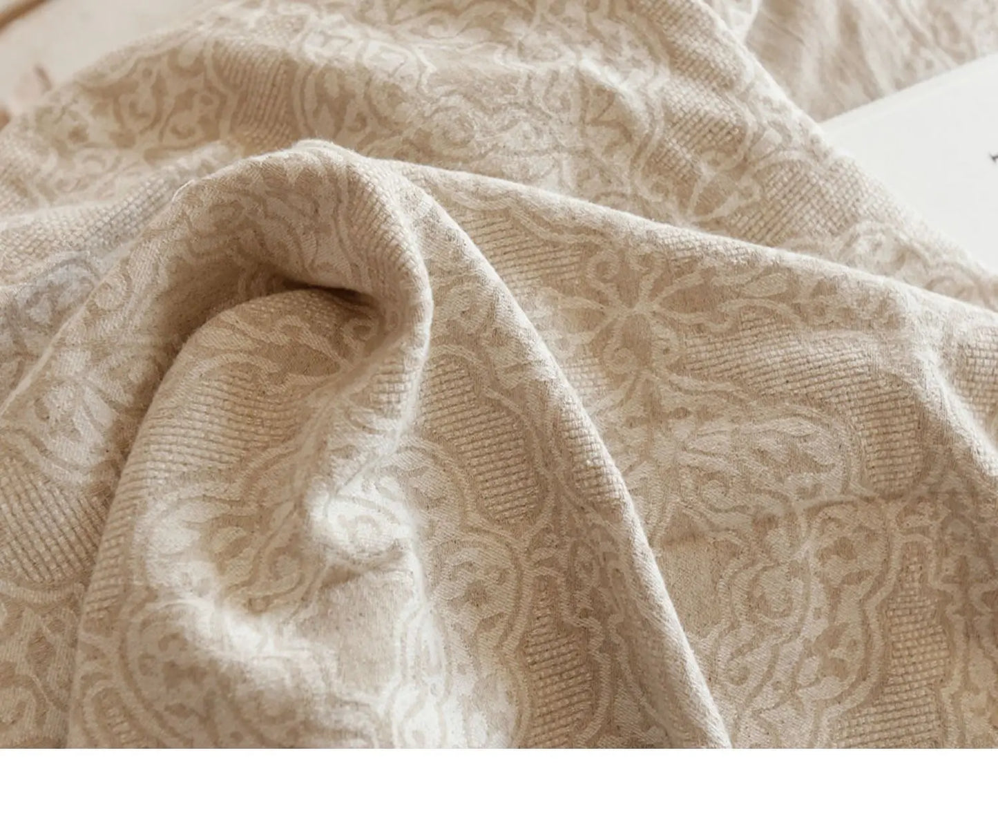 Jacquard Linen Cotton Bamboo Fiber Burrs Tassels Cover Blanket Sofa Tablecloth Angel Wishes