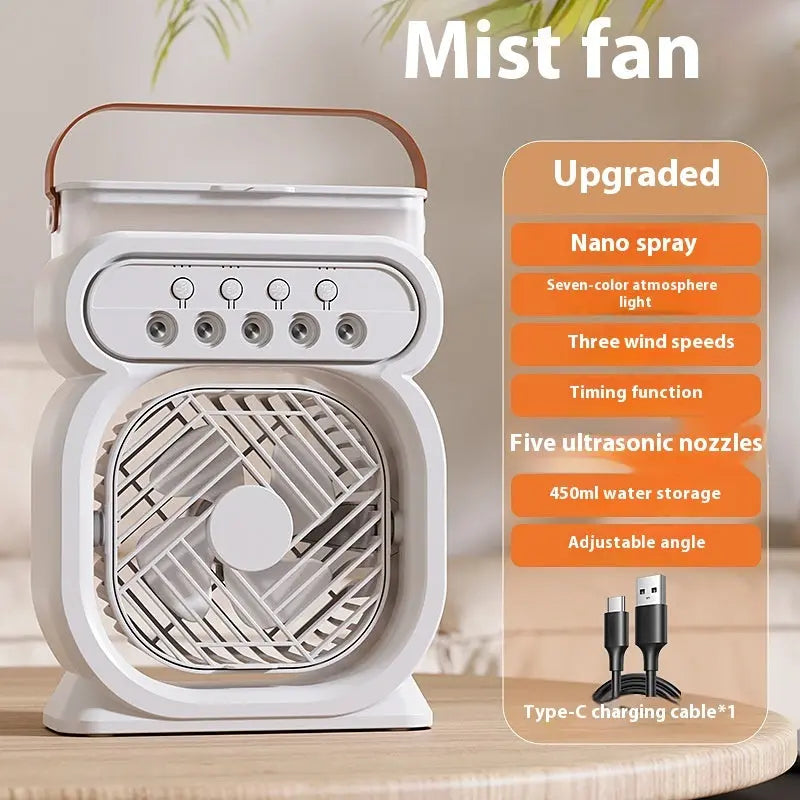3 In 1 Portable Air Conditioner Evaporative Air Cooler LED Night Lights 3 Speeds Humidifier Fan For Home Office Angel Wishes