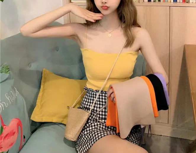 Knitted Spaghetti Straps Vest Angel Wishes