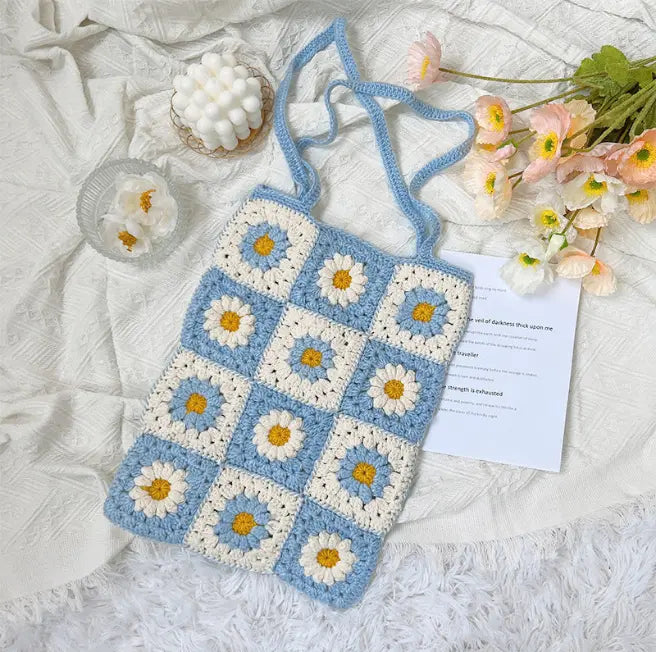 Crochet Bag with Small Flowers Angel Wishes