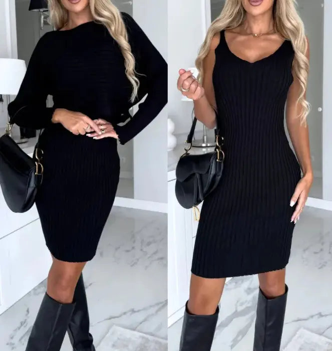 Two Piece Solid Striped Dress Angel Wishes