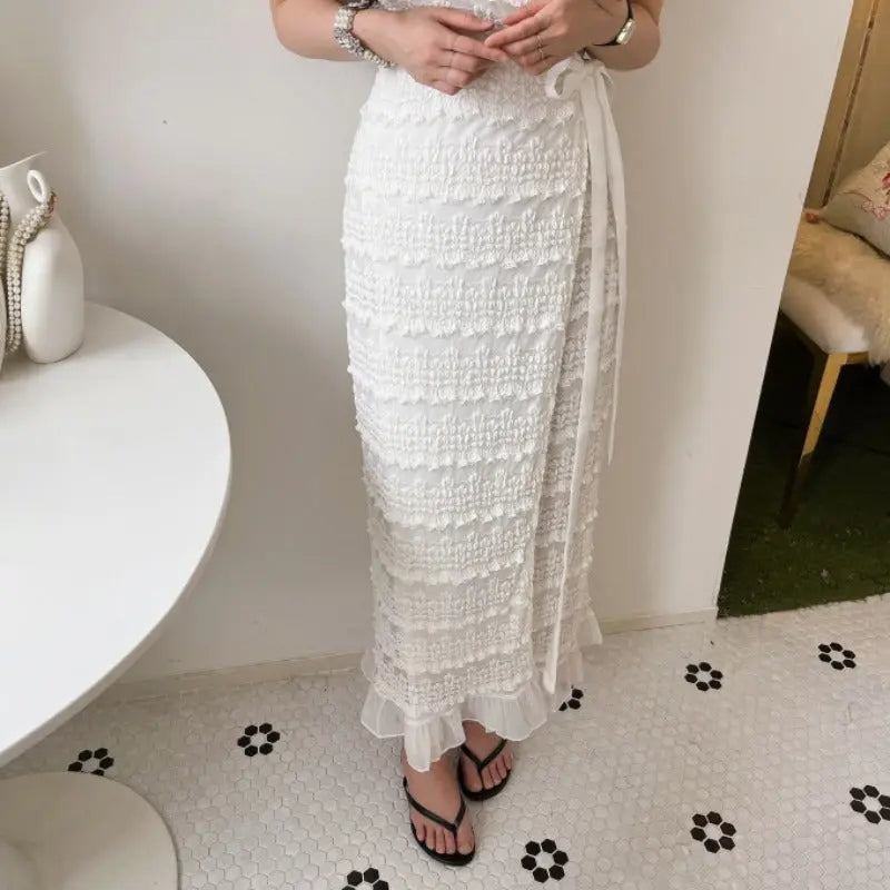 One-piece Lace Crochet Flying Sleeves Dress Female Summer Elegance V-neck Angel Wishes