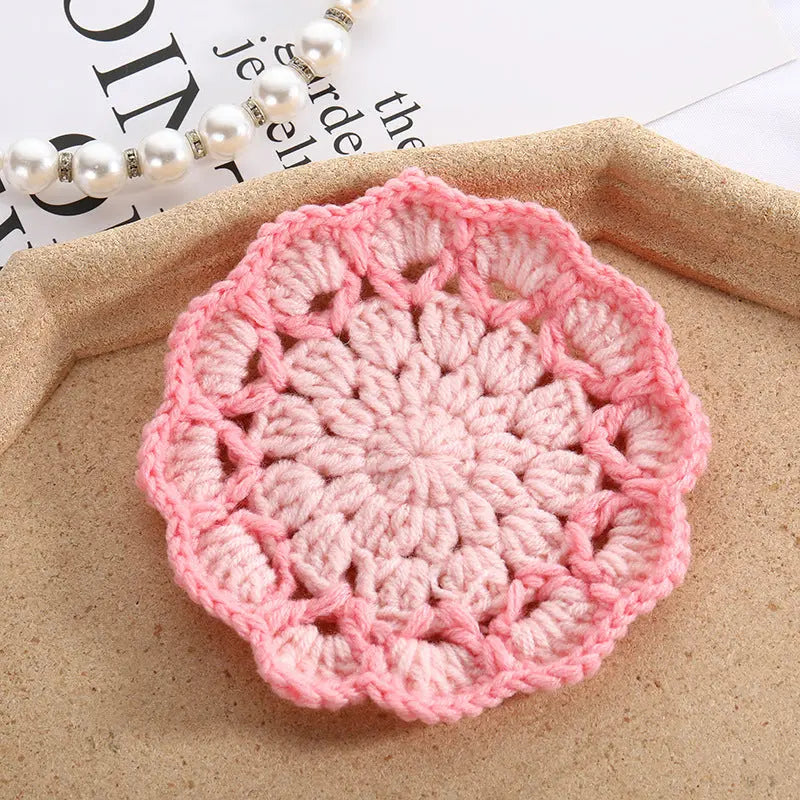 Simple Cute Flowers Knitted Coaster Wool Woven Coaster Flower Angel Wishes