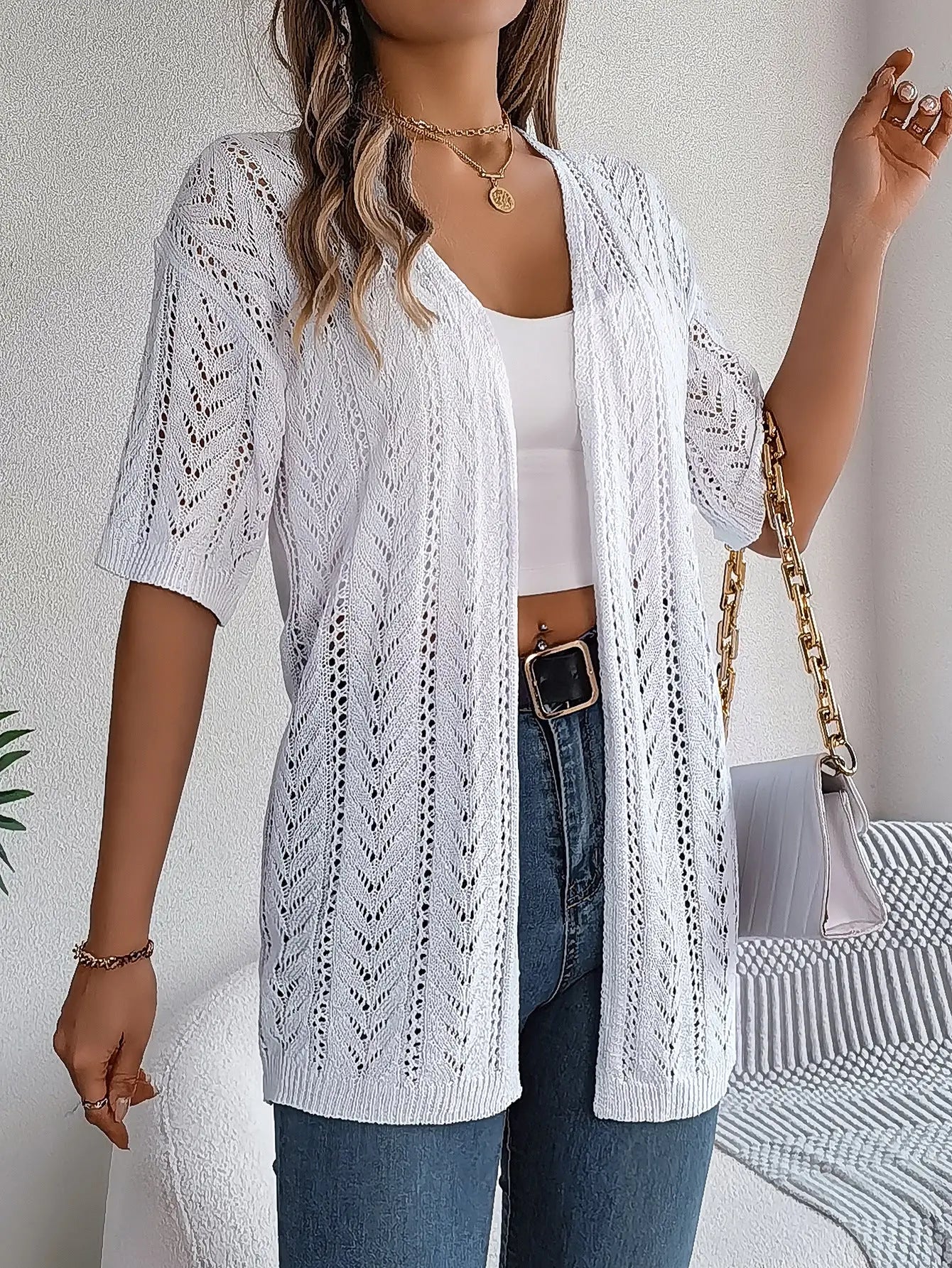 Women's Hollow Knitted Sun Protection Shirt Angel Wishes