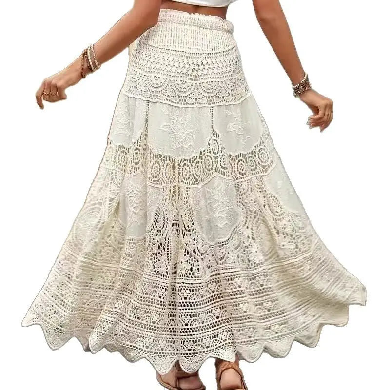 Retro Hollow Knitted Big Hem Skirt Women Angel Wishes