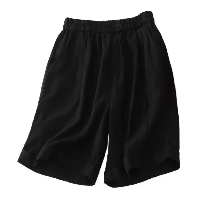Summer High Waist Cotton Linen Wide Leg Shorts Angel Wishes