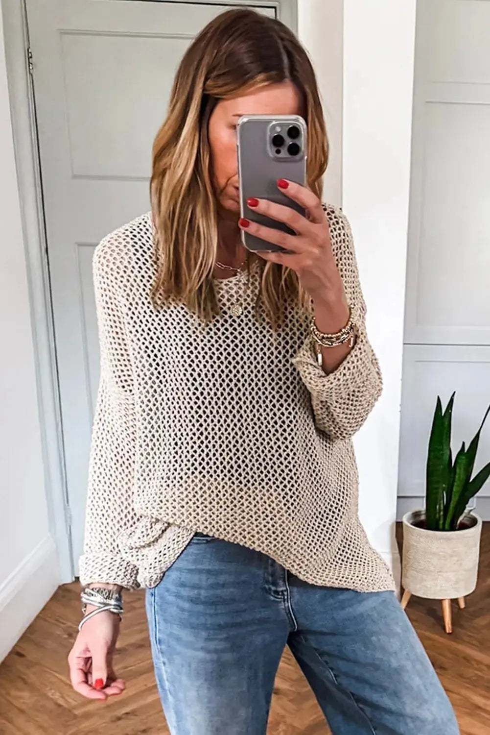 Crochet Hollow-out Jumper Top Sweater Angel Wishes