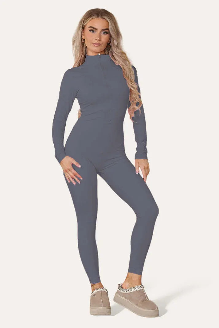 Ribbed High Neck Jumpsuit Angel Wishes