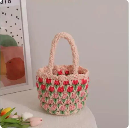 Tulip Flower Hand Woven Wool Covered Crochet Angel Wishes