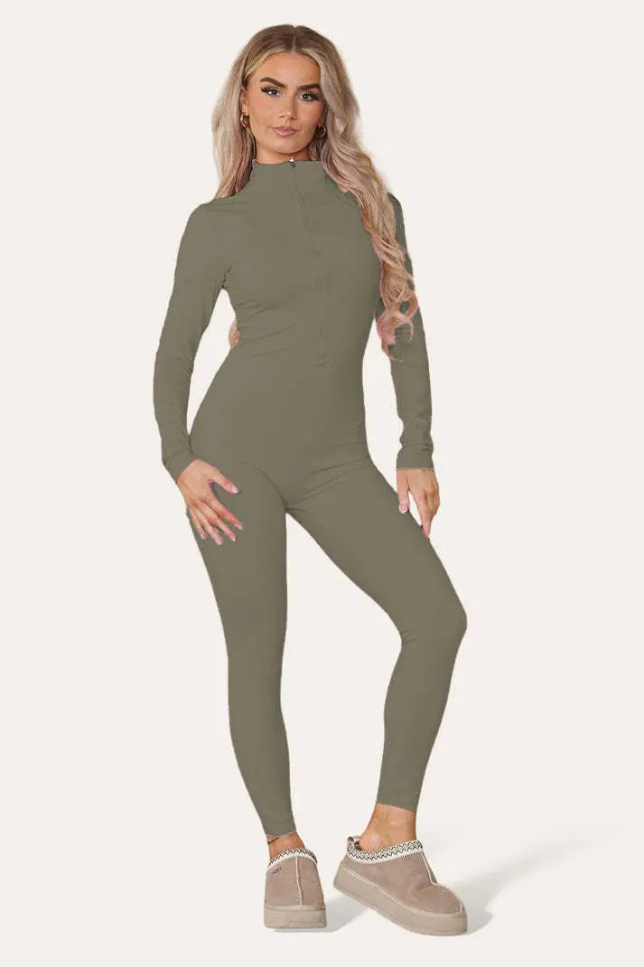 Ribbed High Neck Jumpsuit Angel Wishes