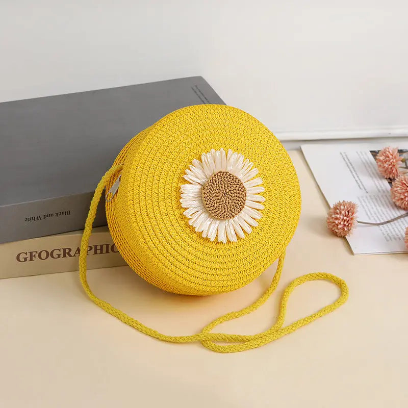 Pastoral Style Raffia Bag Woven Mobile Phone Bag Crossbody Angel Wishes