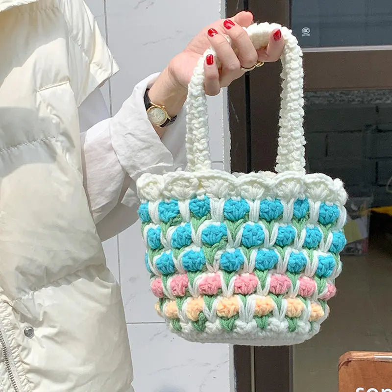 Tulip Flower Hand Woven Wool Covered Crochet Angel Wishes