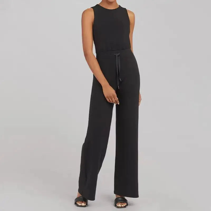 Solid Color Jumpsuit Sleeveless Tops Tie Elastic Pants Romper Angel Wishes