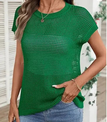 Women's Summer Top Crochet Cap Sleeves Angel Wishes