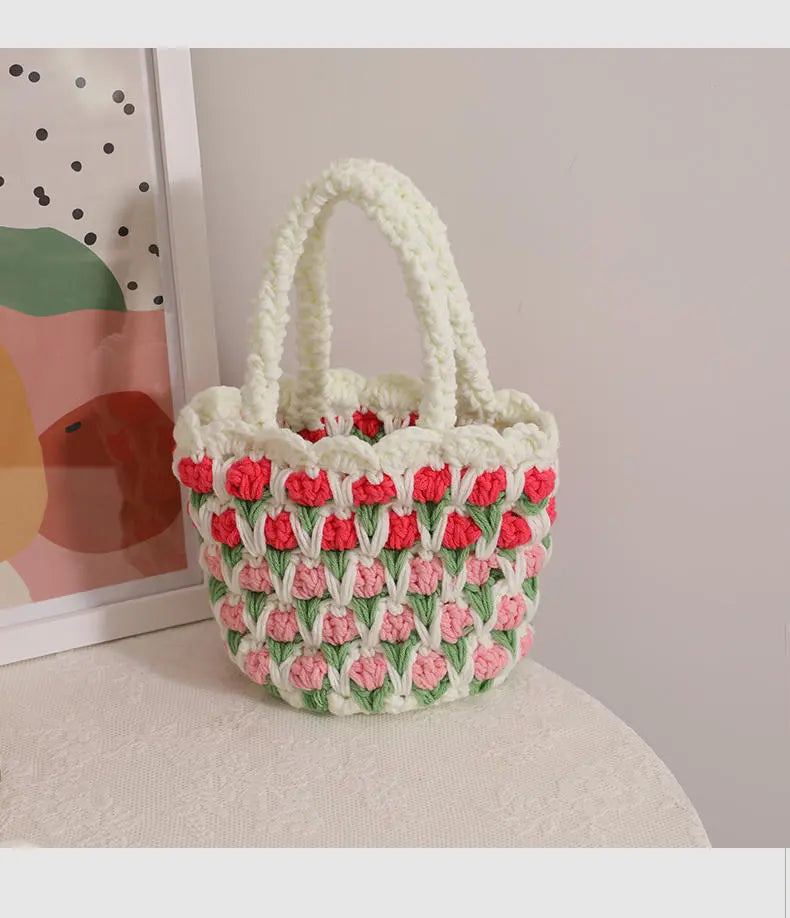Tulip Flower Hand Woven Wool Covered Crochet Angel Wishes