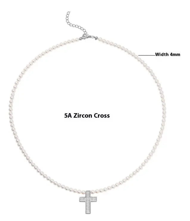 Men's Women Hip-hop Retro Pearl Necklace Angel Wishes