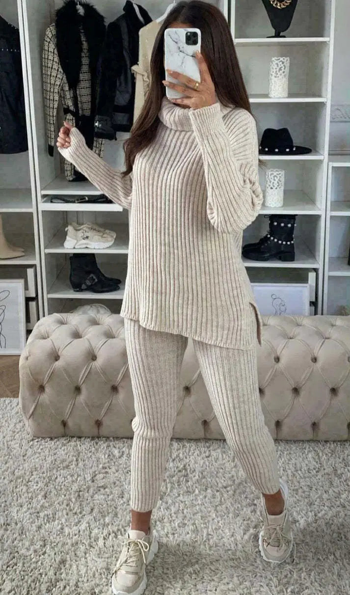 Chunky Knitted Ribbed Top And Leggings Loungewear Set Angel Wishes