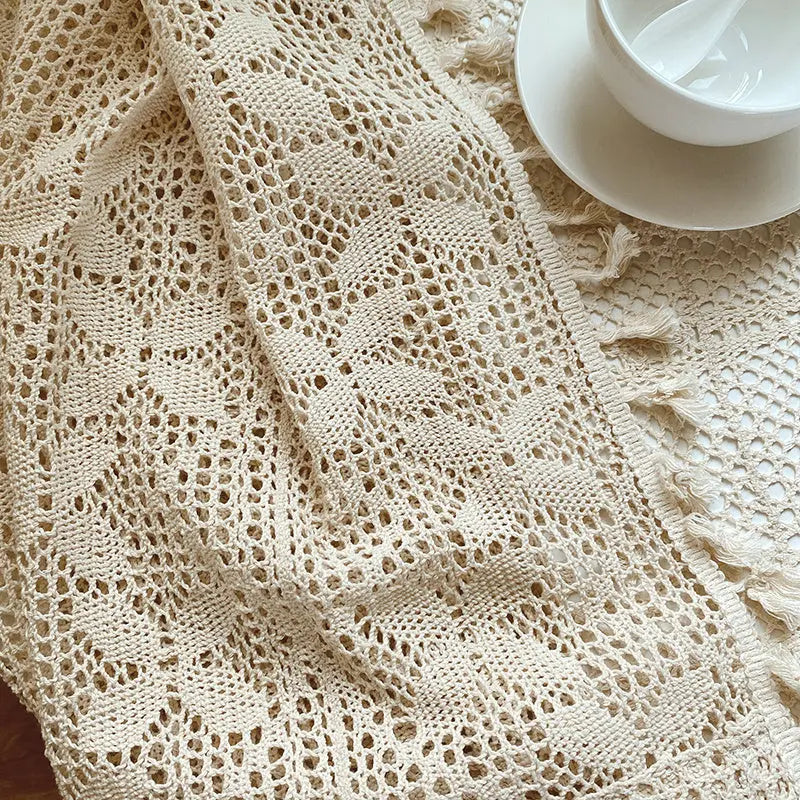 Cotton Linen Crochet Hollow Living Room Curtains Angel Wishes