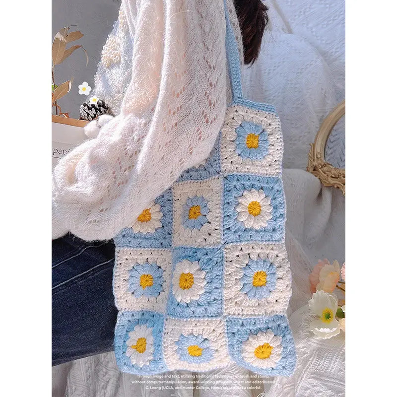 Crochet Bag with Small Flowers Angel Wishes