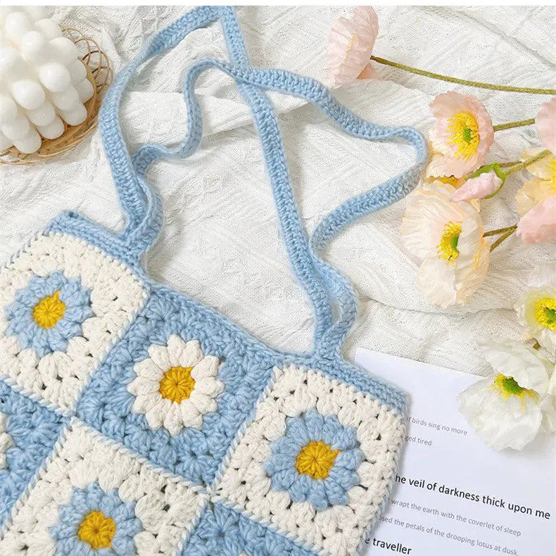 Crochet Bag with Small Flowers Angel Wishes