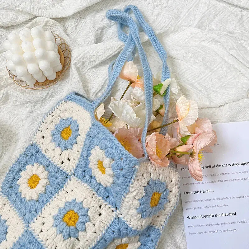 Crochet Bag with Small Flowers Angel Wishes