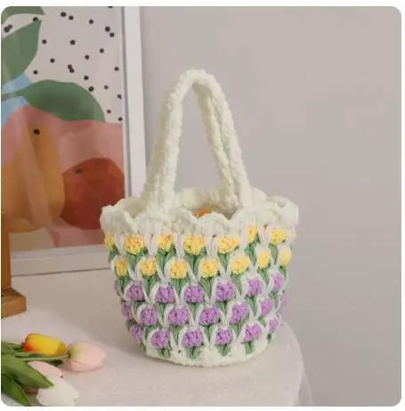 Tulip Flower Hand Woven Wool Covered Crochet Angel Wishes