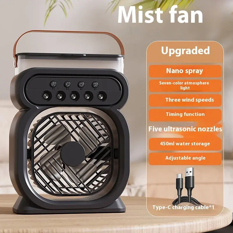 3 In 1 Portable Air Conditioner Evaporative Air Cooler LED Night Lights 3 Speeds Humidifier Fan For Home Office Angel Wishes