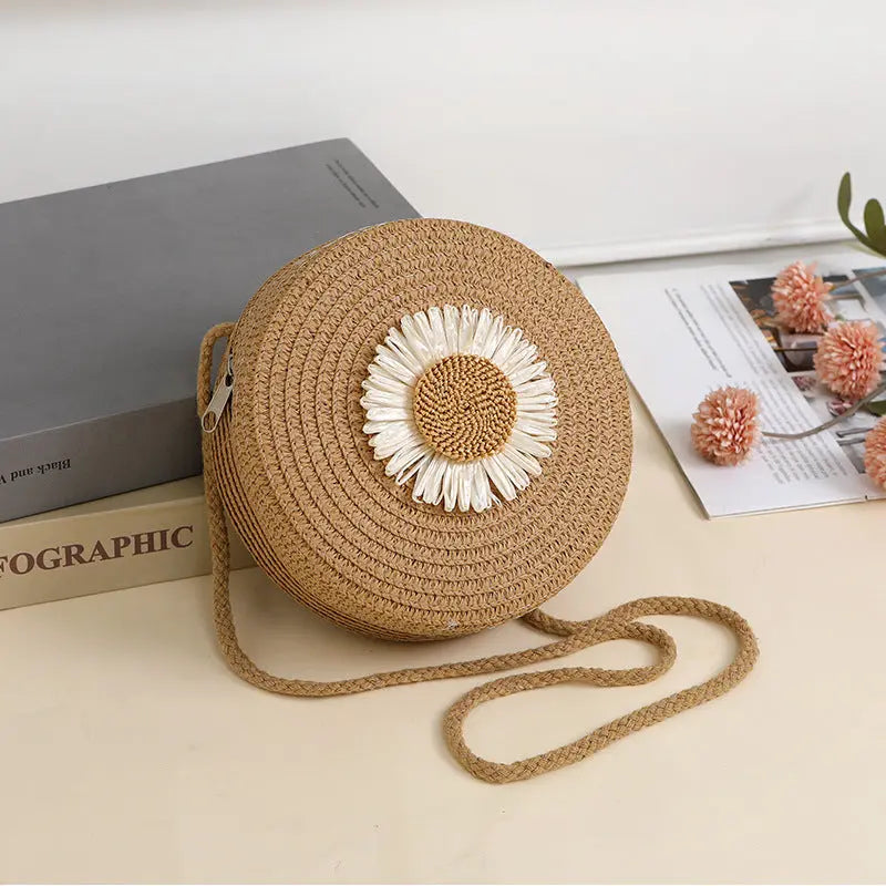 Pastoral Style Raffia Bag Woven Mobile Phone Bag Crossbody Angel Wishes