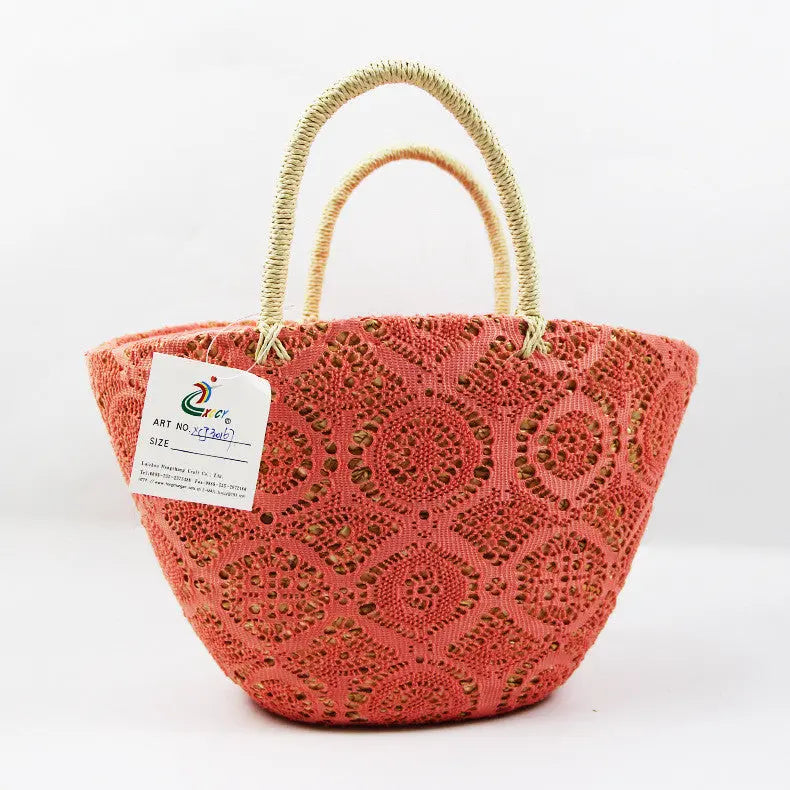 Straw Woven Western Style Hollow Handbag Woven Bag Angel Wishes