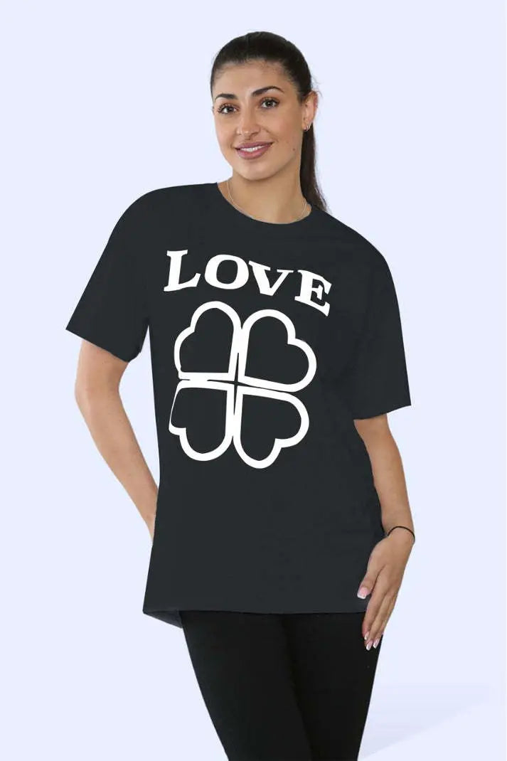 Ladies Love Printed Short Sleeve T-Shirt Top Angel Wishes